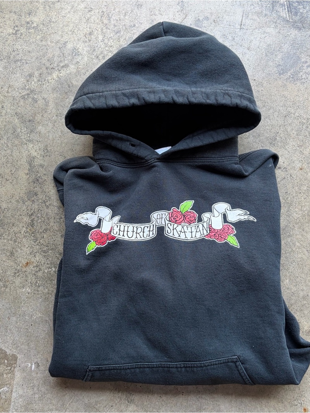 Vintage 90s Church of Skatan Logo Hoodie Skate Skateboard Cali Surf